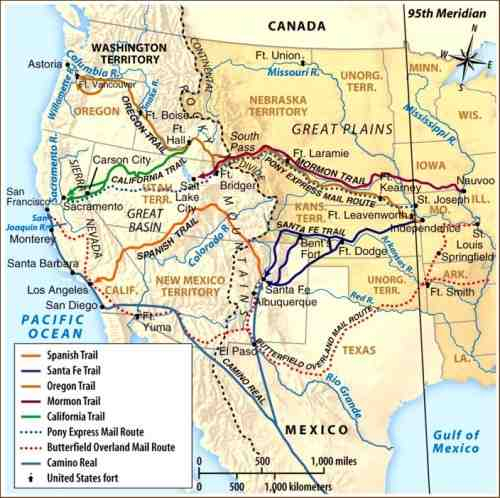 Map of United States and Western Territories Settlement of the Trans-Missouri West, 1835-1860