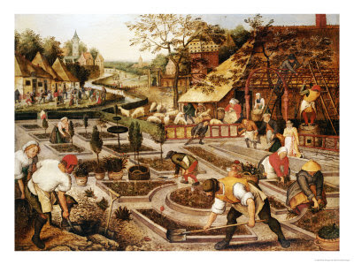 Spring gardeners sheep shearers and peasants merrymaking By Pieter Bruegel the Elder