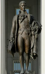 bronze statue of Founding Father Alexander Hamilton at the White House in Washington, DC